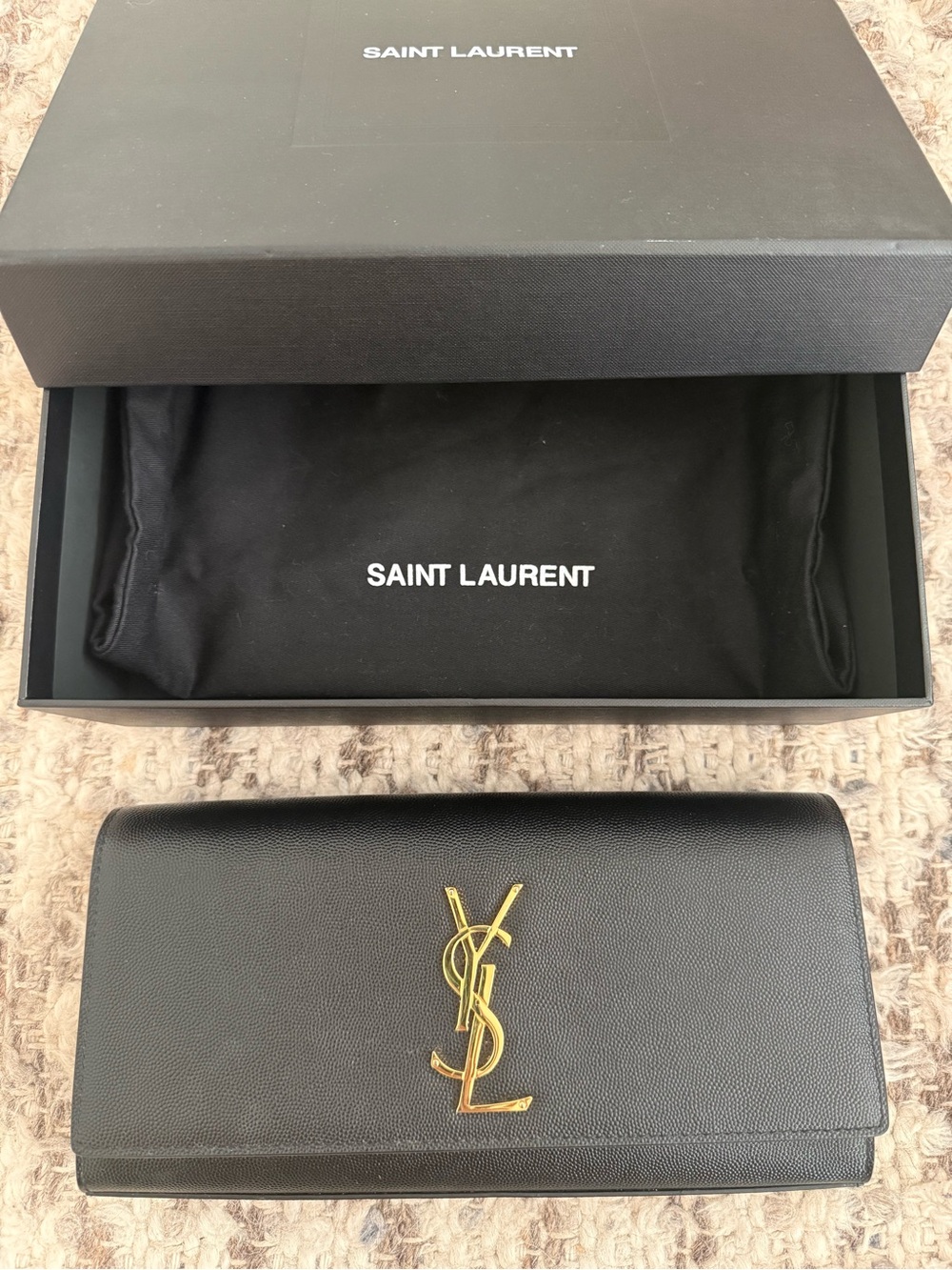 Saint Laurent Black Leather - Kate Clutch 10.5” x 5” x 1.75”